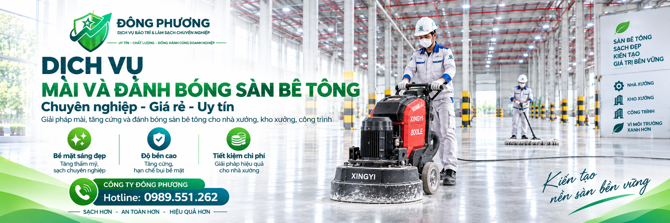 Dịch vụ mài và đánh bóng sàn bê tông chuyên nghiệp - giá rẻ- uy tín