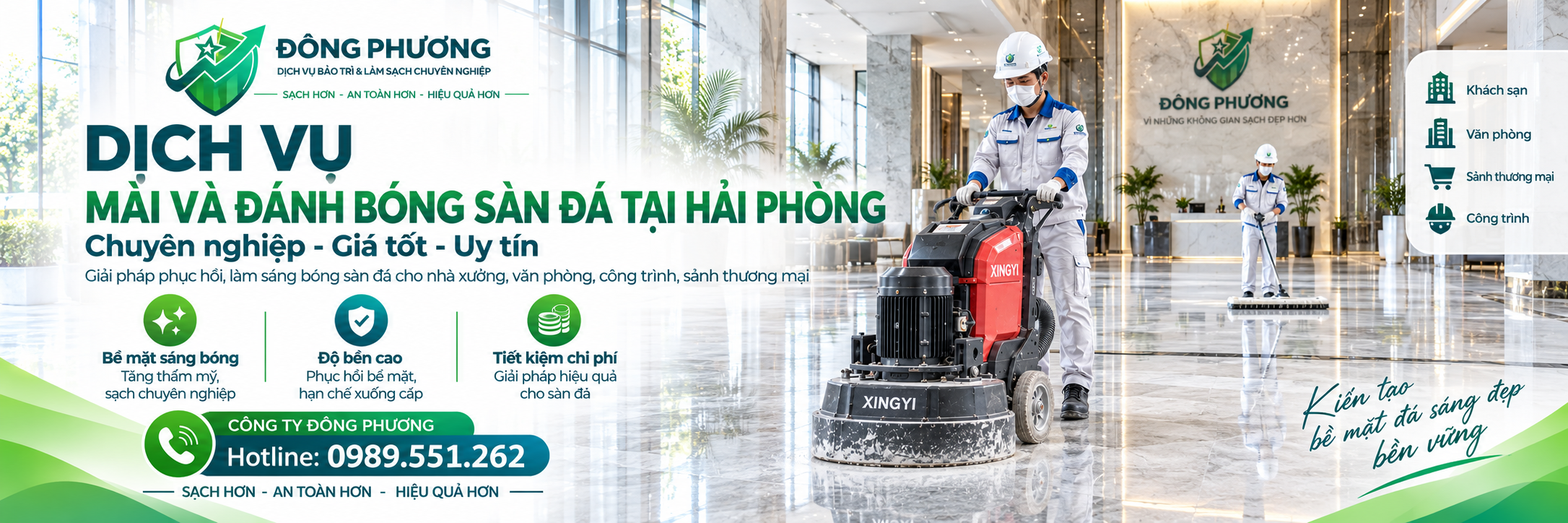Dịch vụ mài và đánh bóng sàn đá tại Hải Phòng